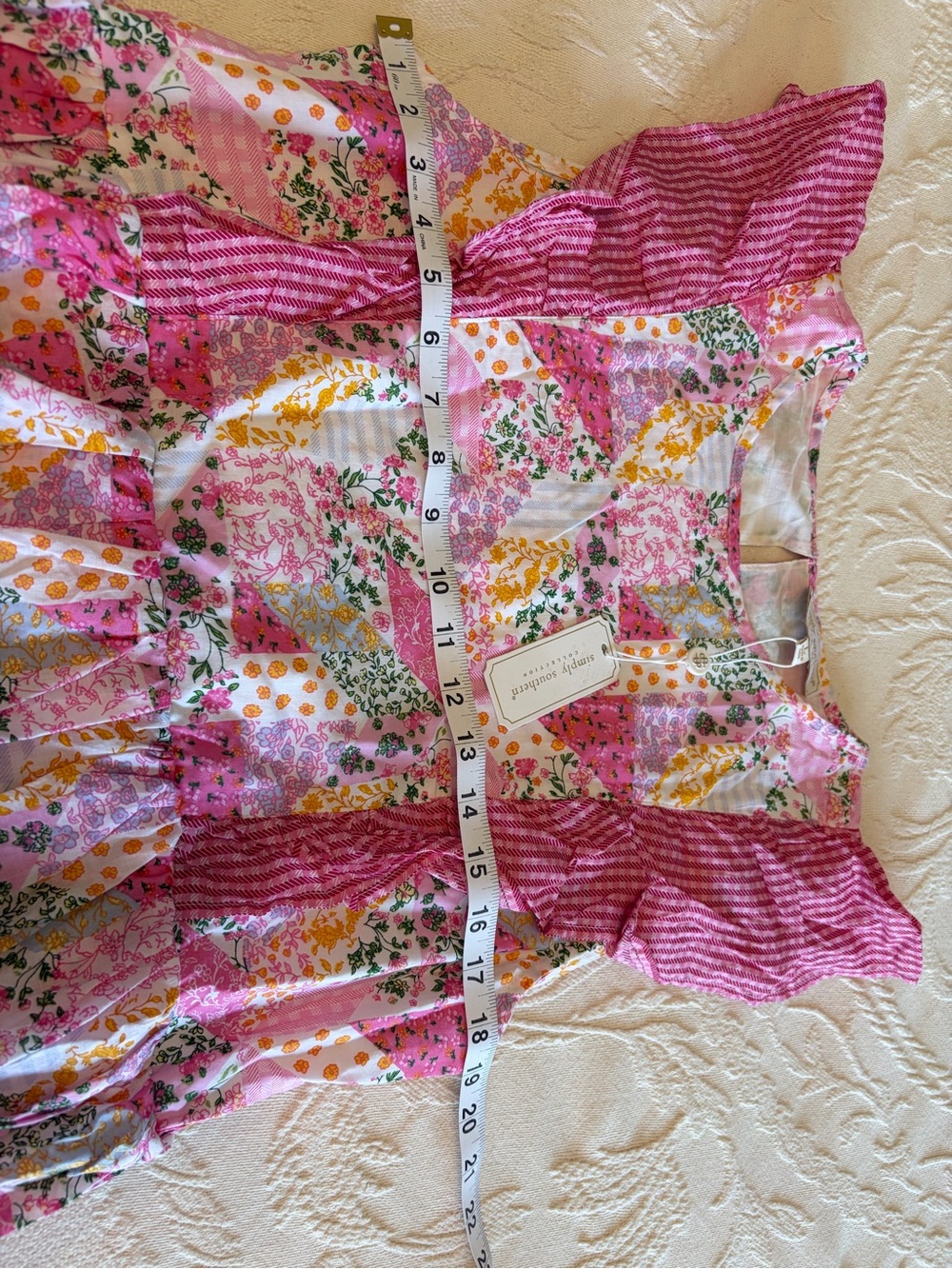 Simply Southern Pink Floral Tiered Ruffle Dress - Picture 9 of 10